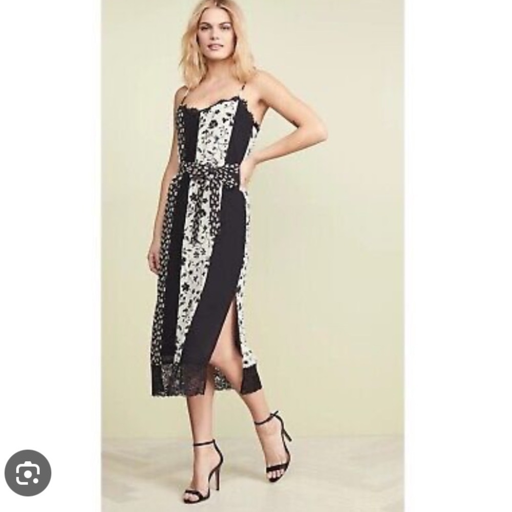 Floral Black White slip dress by LIKELY boho casual party fall classic $295
